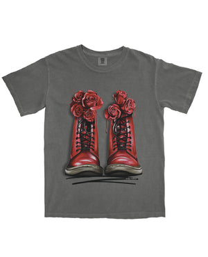 
            
                Load image into Gallery viewer, BOOTS OF ROSES VINTAGE WASH TEE
            
        